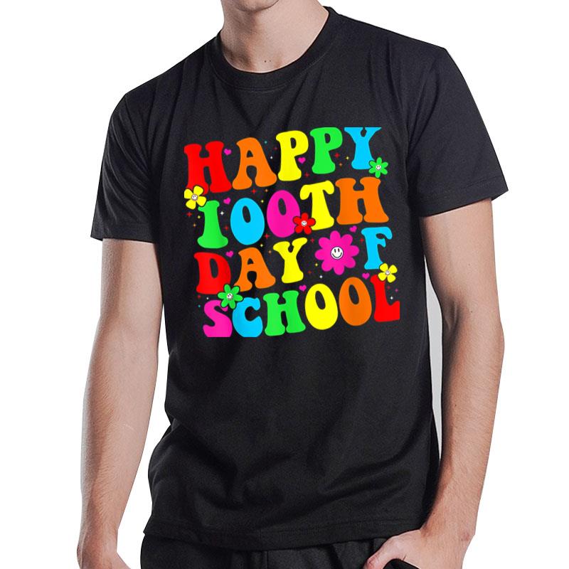 Happy 100Th Day Of School Teacher  Groovy 100 Days T-Shirt