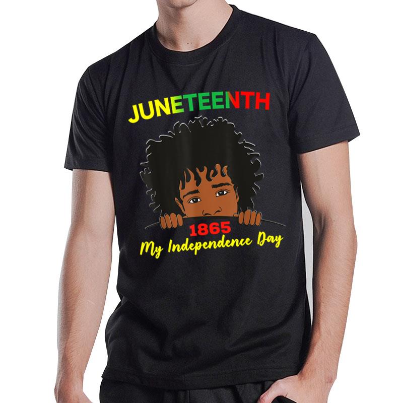 Happy Juneteenth Independence Teen Youth Afro Locs Black T-Shirt