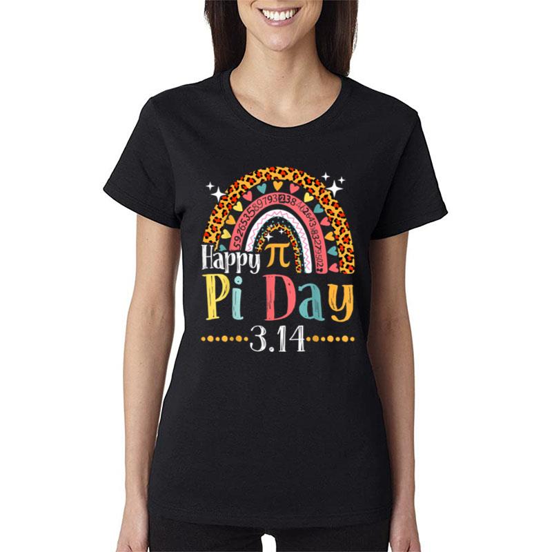 Happy Pi Day Mathematic Math Teacher Gifts Leopard Rainbow Women T-Shirt