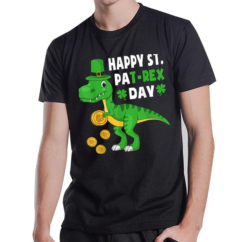 Happy St Pat Trex Dino Saint Patricks Day Dinosaur Kids Boys T-Shirt