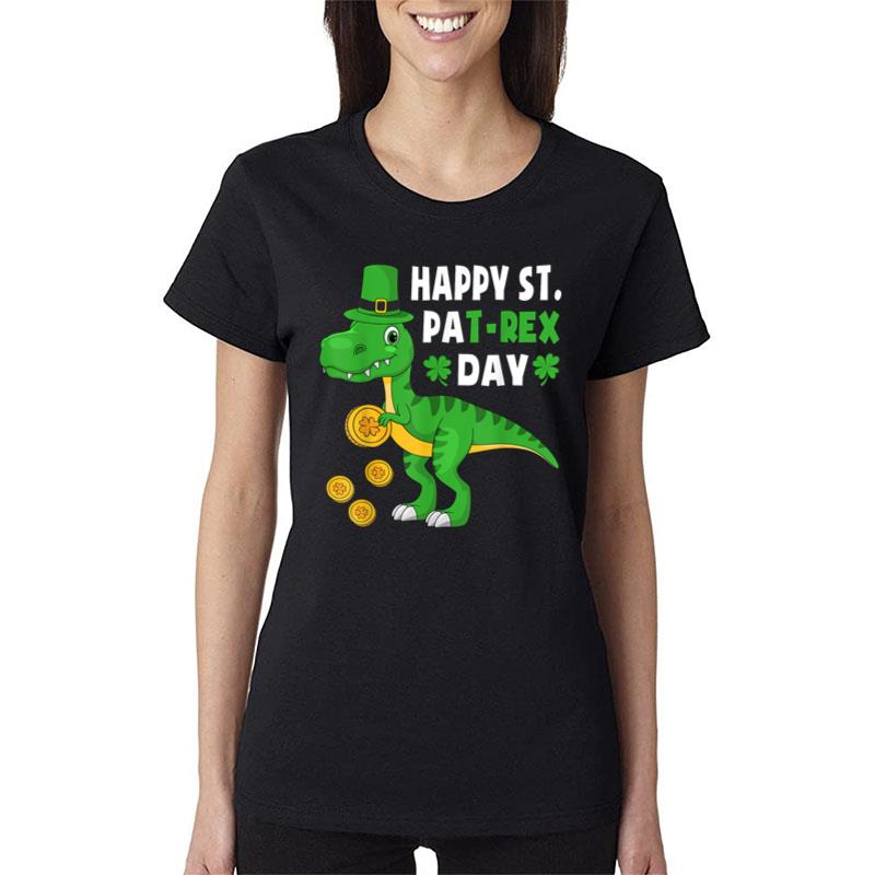 Happy St Pat Trex Dino Saint Patricks Day Dinosaur Kids Boys Women T-Shirt