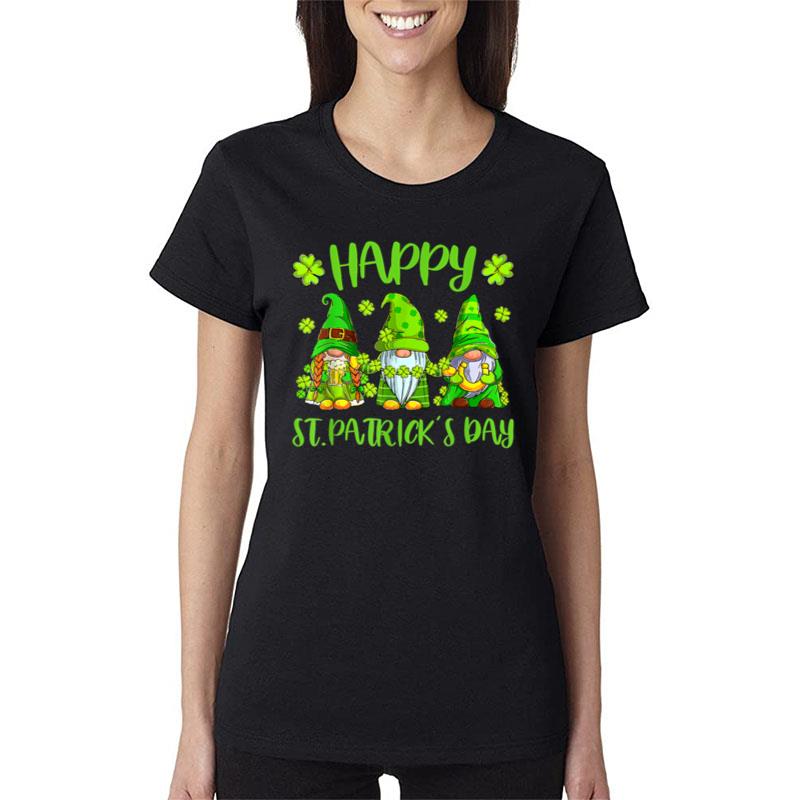 Happy St Patrick'S Day Three Gnome Irish Shamrock Leprechaun Women T-Shirt