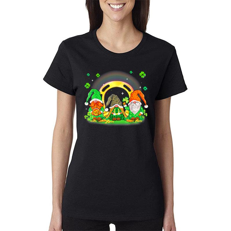 Happy St Patrick'S Day Three Gnomes Shamrock Rainbow Women T-Shirt