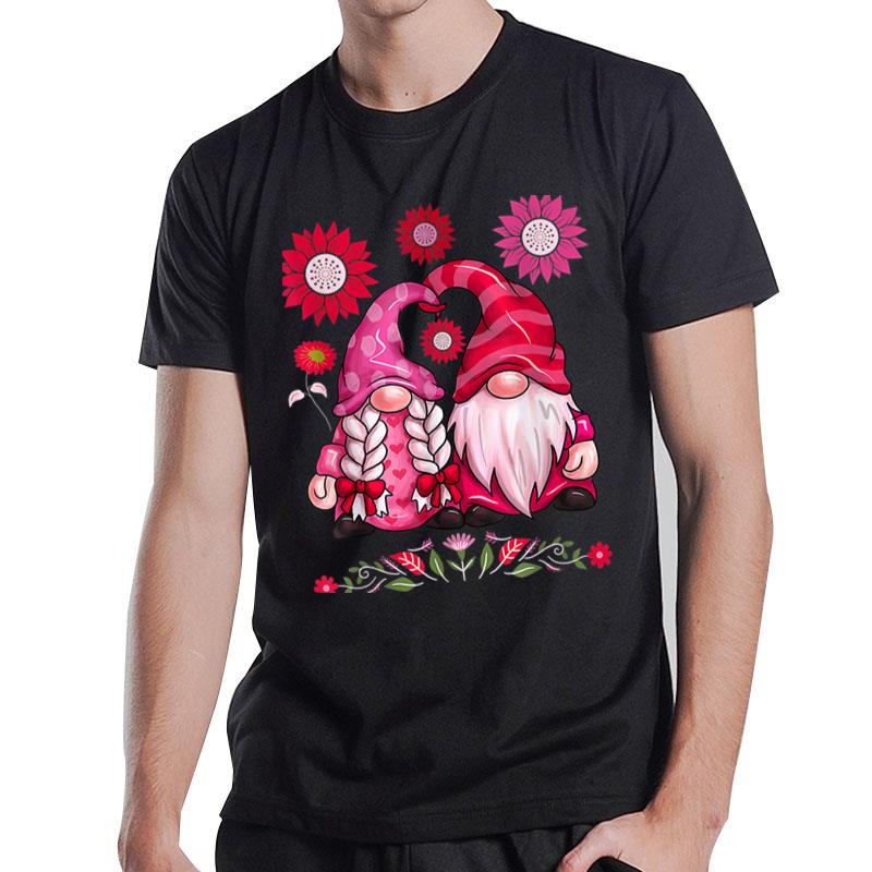 Happy Valentine'S Day Gnome With Leopard Sunflower T-Shirt