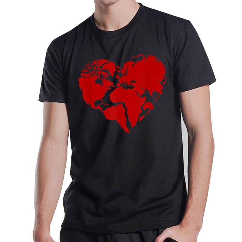 Heart World Map Peace Kindness Lover T-Shirt