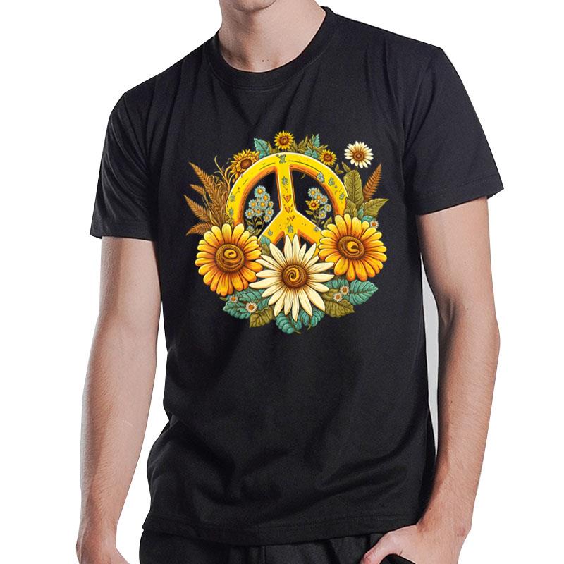 Hippie Daisy Peace Sign Retro Flower Sunflower Lovers Ver 1 T-Shirt