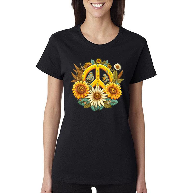 Hippie Daisy Peace Sign Retro Flower Sunflower Lovers Ver 1 Women T-Shirt