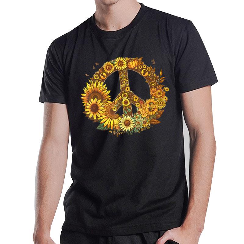 Hippie Daisy Peace Sign Retro Flower Sunflower Lovers T-Shirt