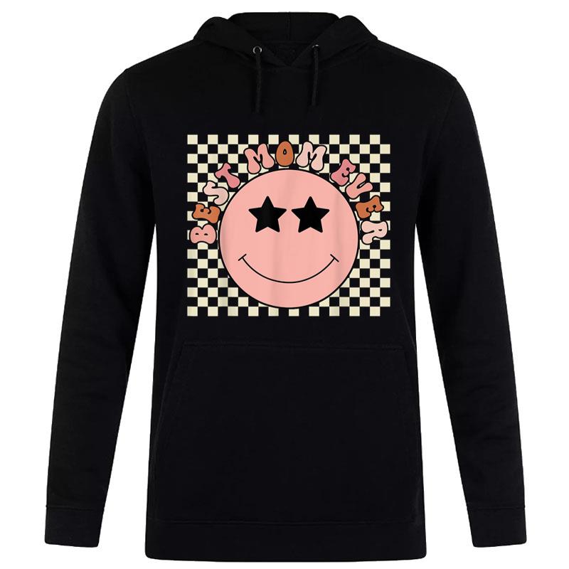 Hippie Smile Face Best Mom Ever Checkered Mothers Day Groovy Women T-Shirt