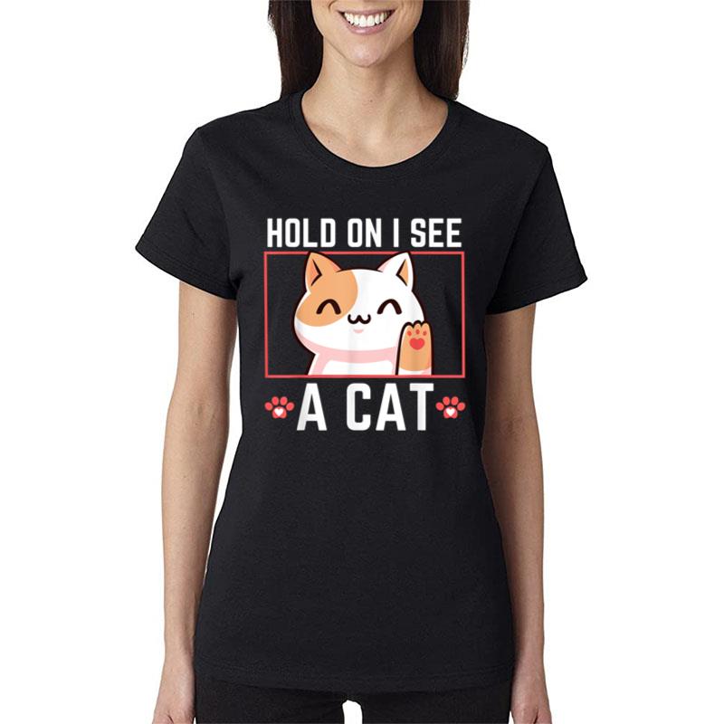 Hold On I See A Cat Funny Sarcastic Cat Lovers Women Men Women T-Shirt