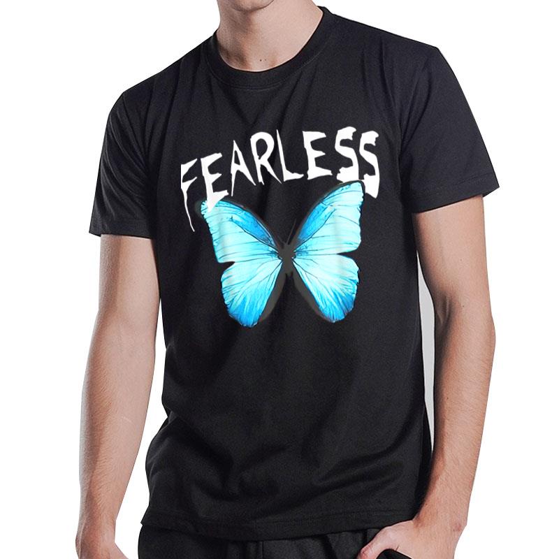 Humor Fearless Butterfly Cute Colorful Blue Butterfly T-Shirt