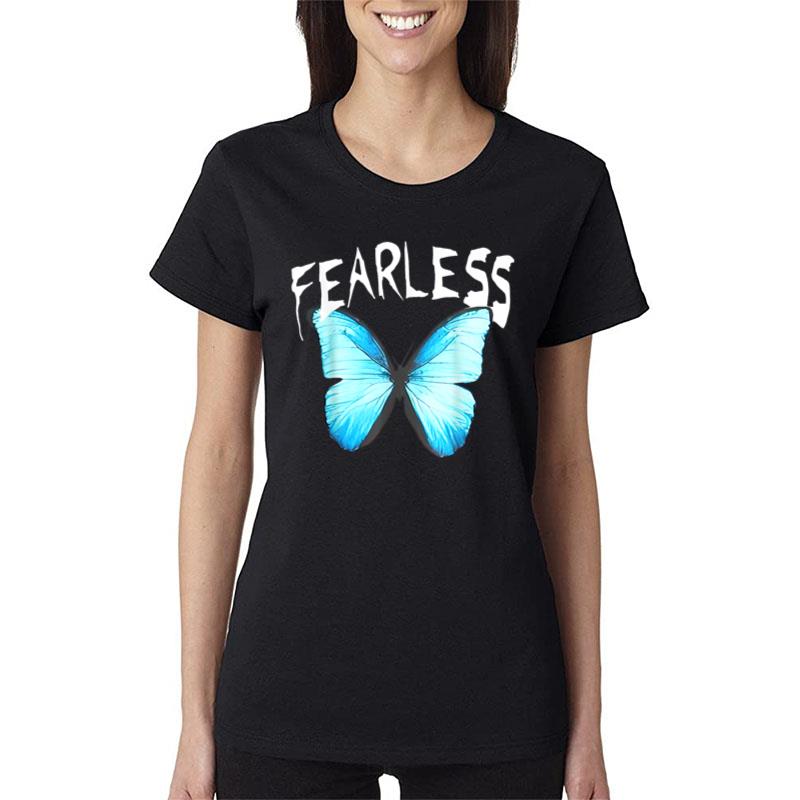 Humor Fearless Butterfly Cute Colorful Blue Butterfly Women T-Shirt