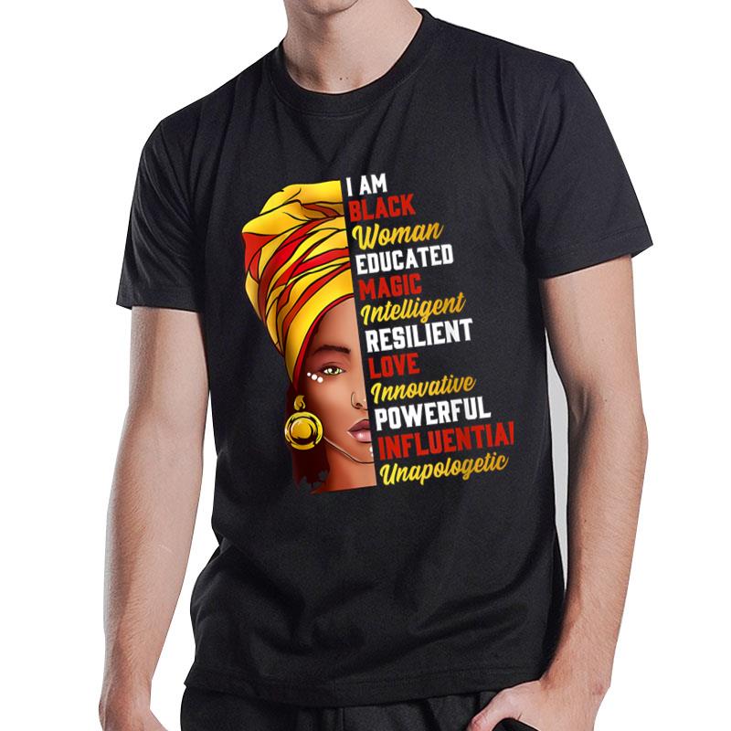 I Am A Black Woman Black Girl Magic Black History Month Afro Ver 1 T-Shirt