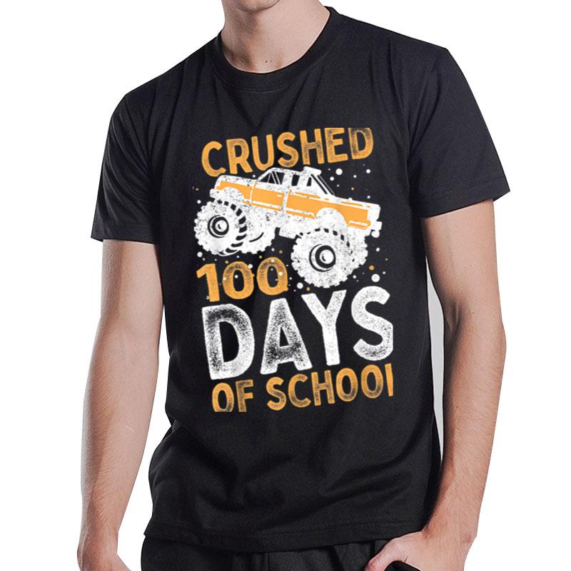 I Crushed 100 Days Of School Boys Girls Monster Truck T-Shirt