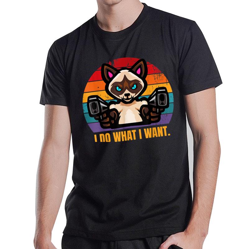 I Do What I Want Devil Cat With Two Pistols Ns T-Shirt