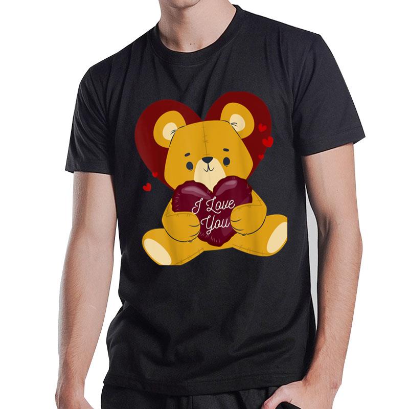 I Iove You Funny Bear With Heart Valentines Day Bear Lover T-Shirt