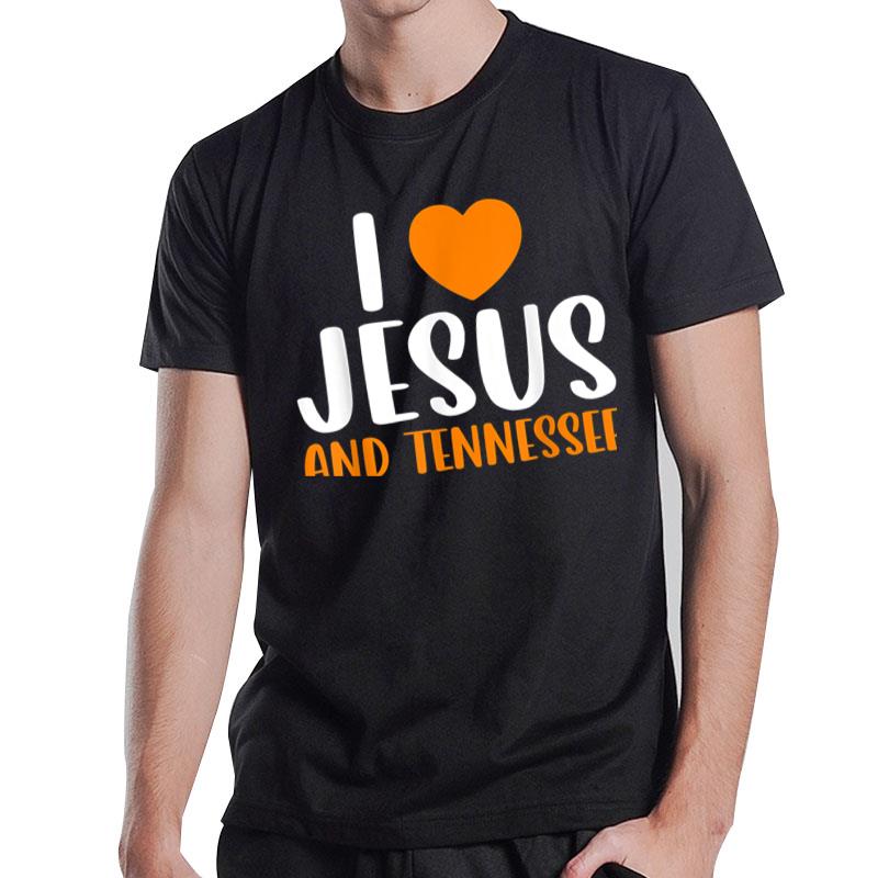 I Love Jesus And Tennessee Orange Heart Cute Fan T-Shirt