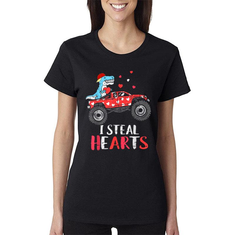 I Steal Hearts Dinosaur Valentines Day For Baby Toddler Women T-Shirt