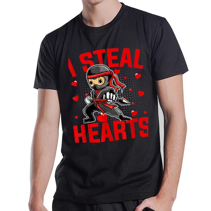 I Steal Hearts Ninja Boys Valentines Day Love Toddler Kids T-Shirt