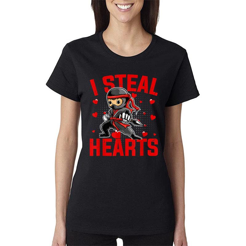 I Steal Hearts Ninja Boys Valentines Day Love Toddler Kids Women T-Shirt