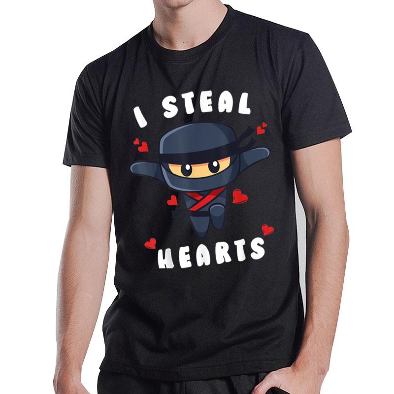 I Steal Hearts Ninja Boys Valentines Day Toddler T-Shirt