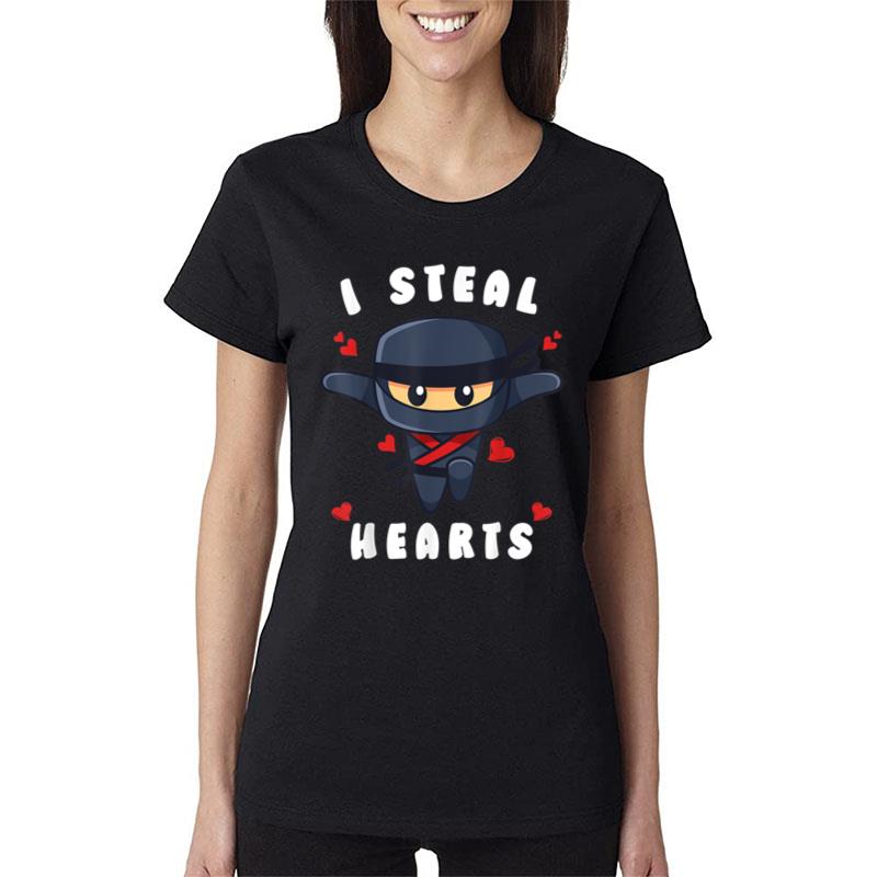 I Steal Hearts Ninja Boys Valentines Day Toddler Women T-Shirt