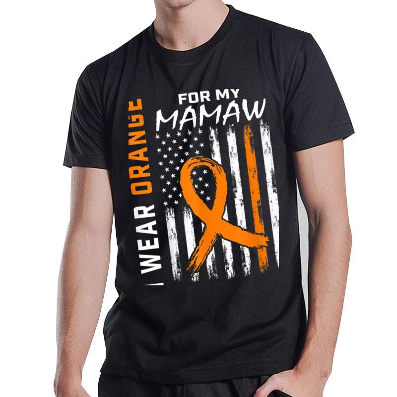 I Wear Orange For My Mamaw Kidney Cancer Awareness Flag Kids T-Shirt