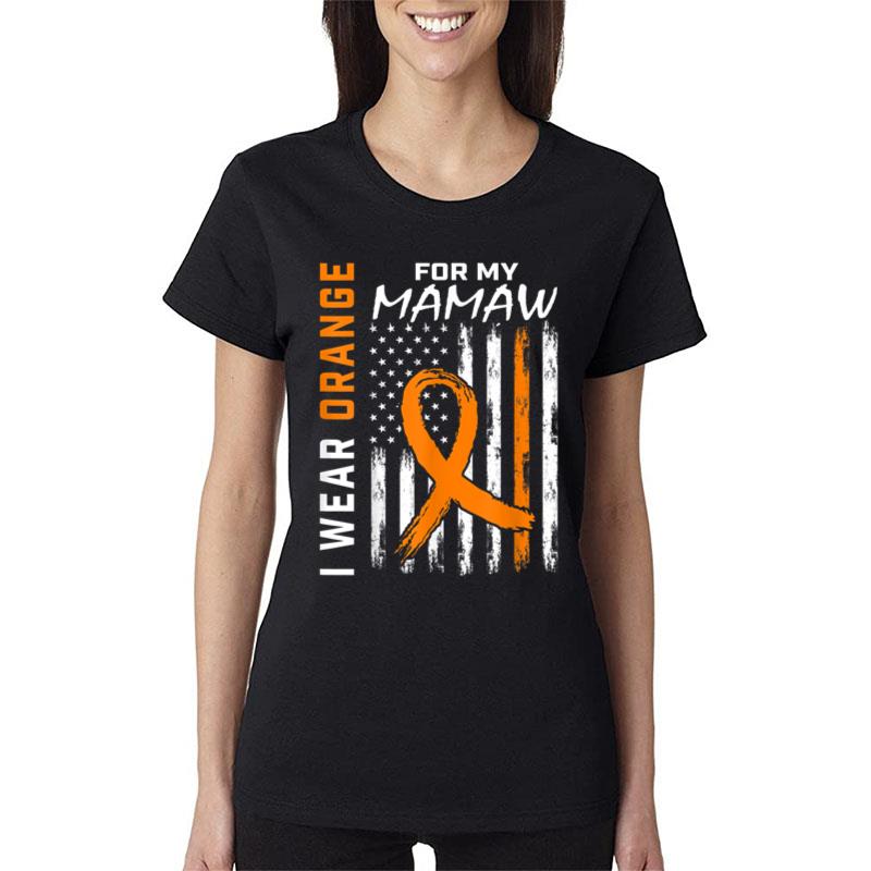 I Wear Orange For My Mamaw Kidney Cancer Awareness Flag Kids Women T-Shirt