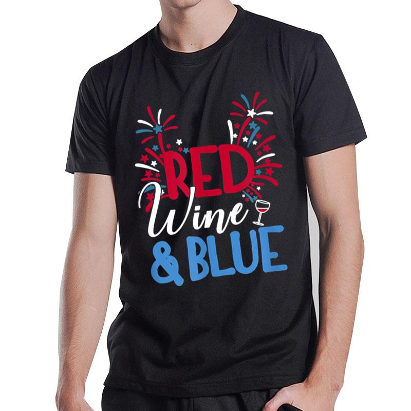 Independence Funny Red Wine And Blue T-Shirt