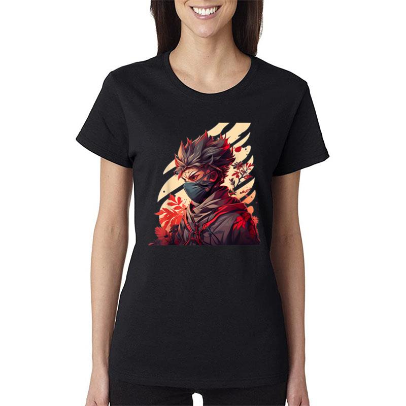 Japanese Cyberpunk Boy With Mask And Plants Women T-Shirt