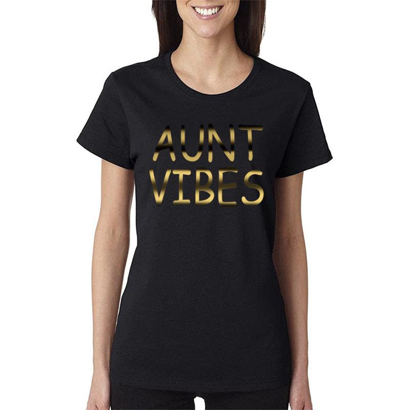 Jinting Aunt Vibes Auntie s For Women Auntie s Cute Aunt Gifts Tee s Letter Print Tee Women T-Shirt