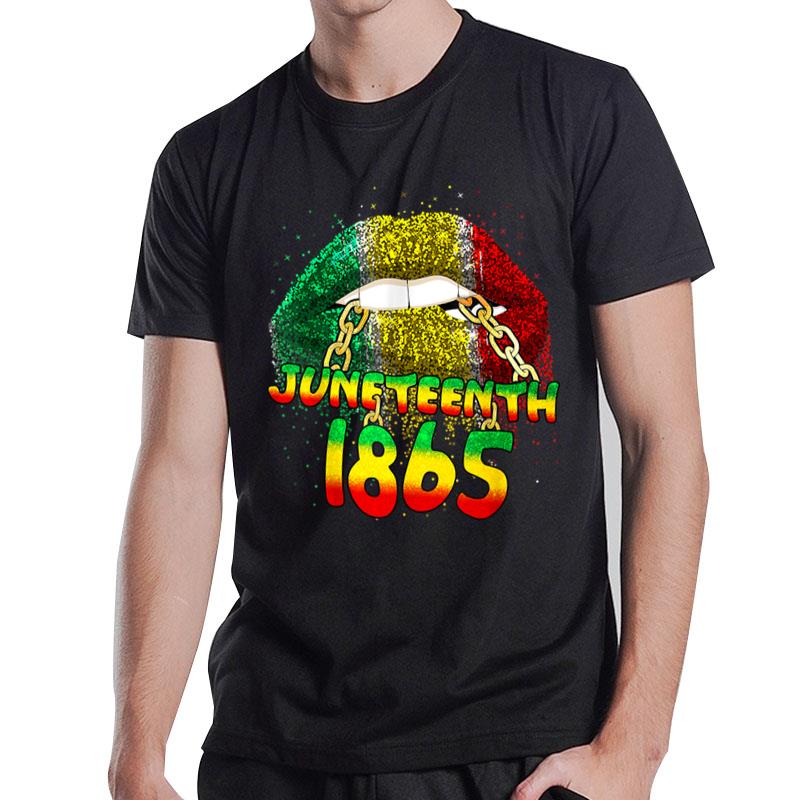 Juneteenth 1865 African American Queen Black Lips T-Shirt