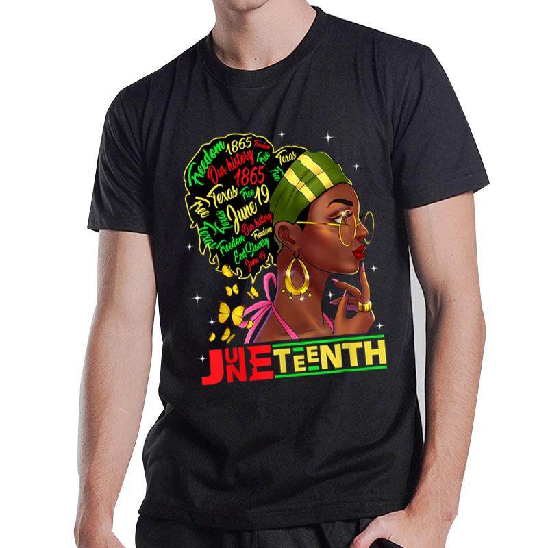 Juneteenth 1865 Black Man Butterfly African Melanin Queen T-Shirt