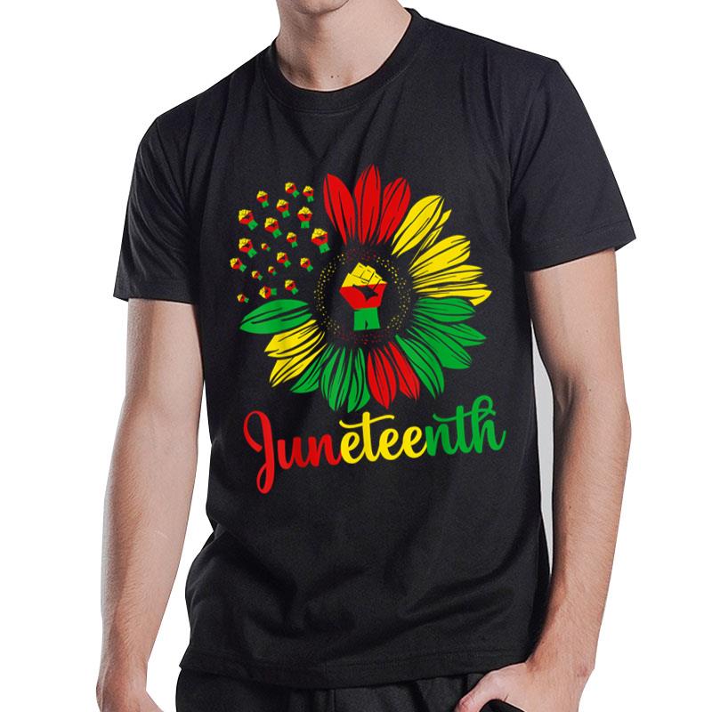 Juneteenth Accentors Sunflower African American Black Pride T-Shirt