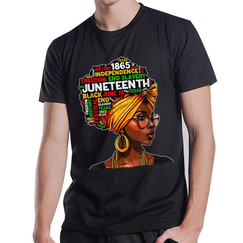 Juneteenth Celebrate 1865 Afro Black Natural Hair T-Shirt