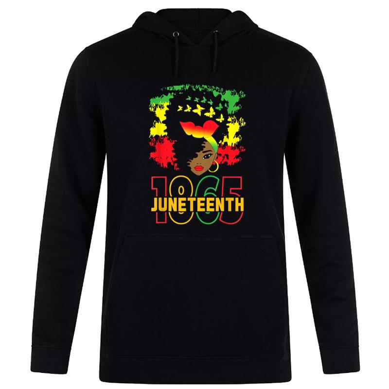 Juneteenth Celebrating 1865 Awesome Messy Bun Black Hoodie