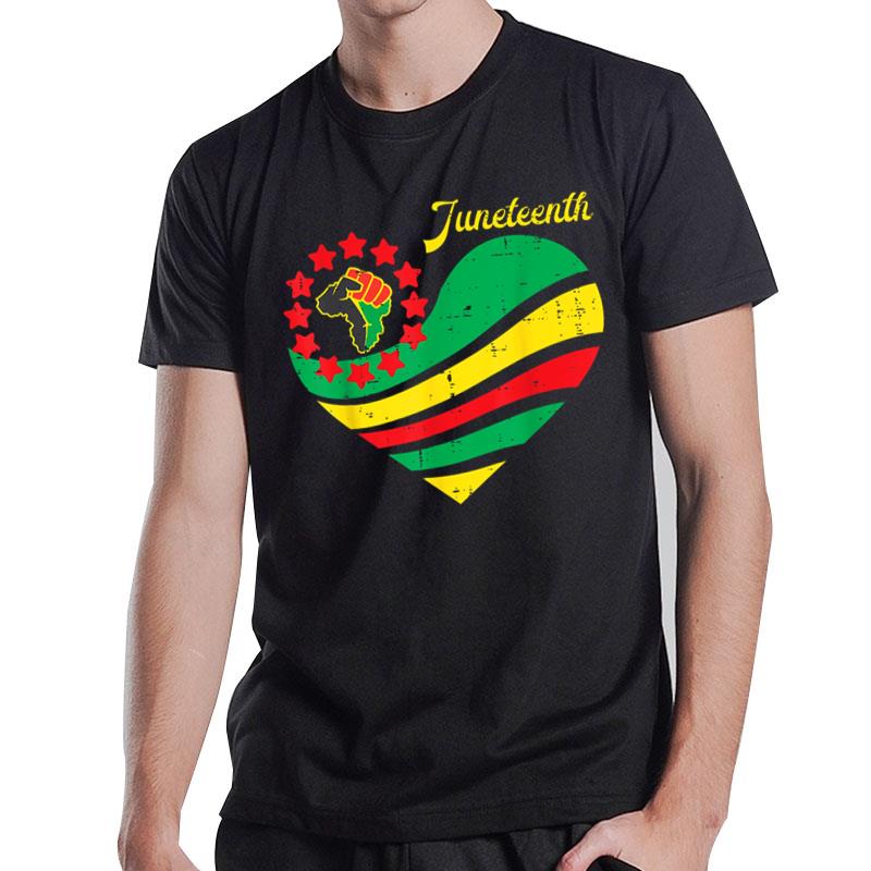 Juneteenth Heart Africa Fist June 19Th 1865 T-Shirt