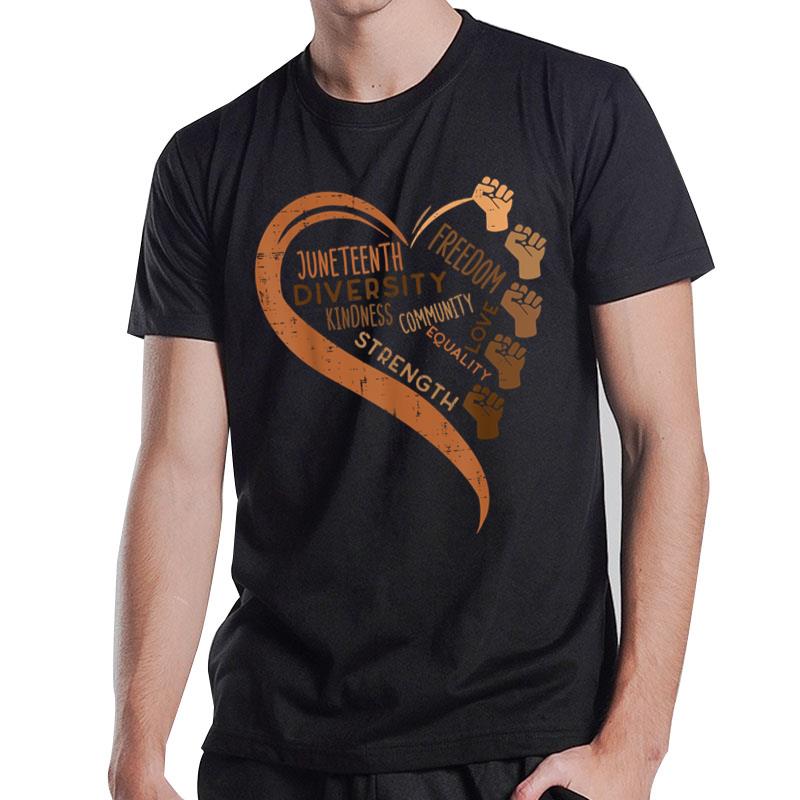 Juneteenth Heart Fists Black History Melanin T-Shirt