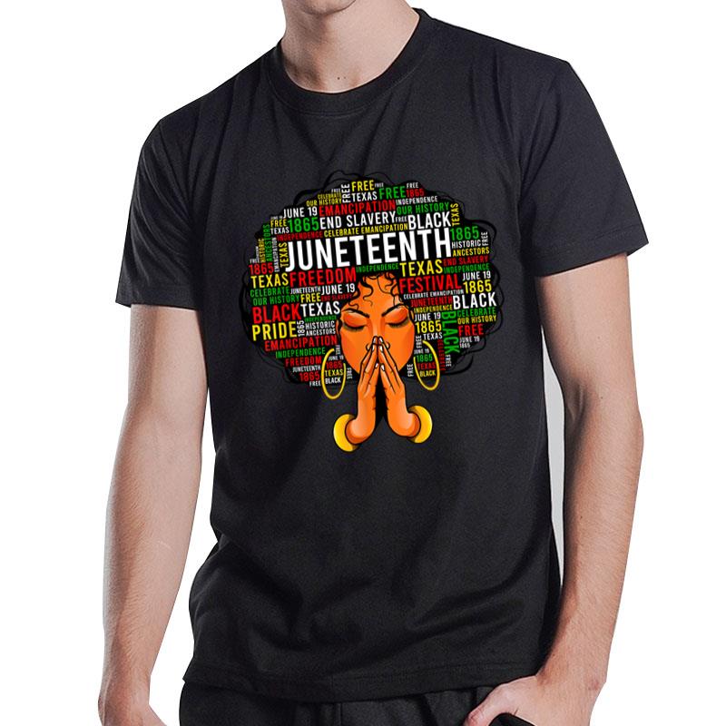 Juneteenth Melanin Black Natural Hair Afro Rd Art T-Shirt