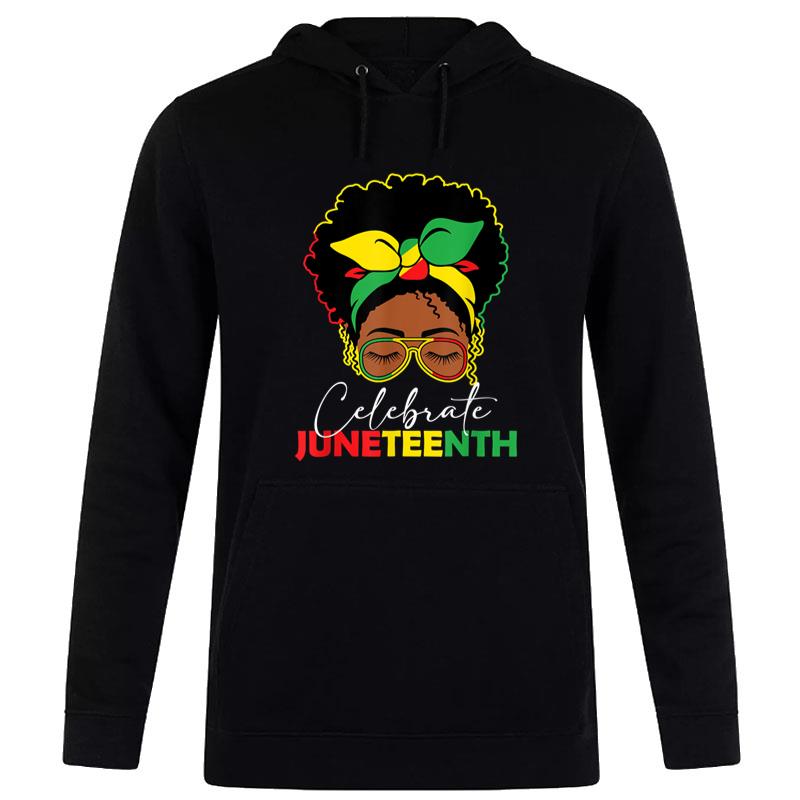 Juneteenth Outfit Messy Bun Eye Glasses Hoodie