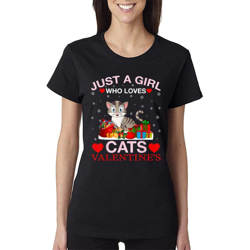 Just A Girl Who Love Cats And Valentines Women T-Shirt