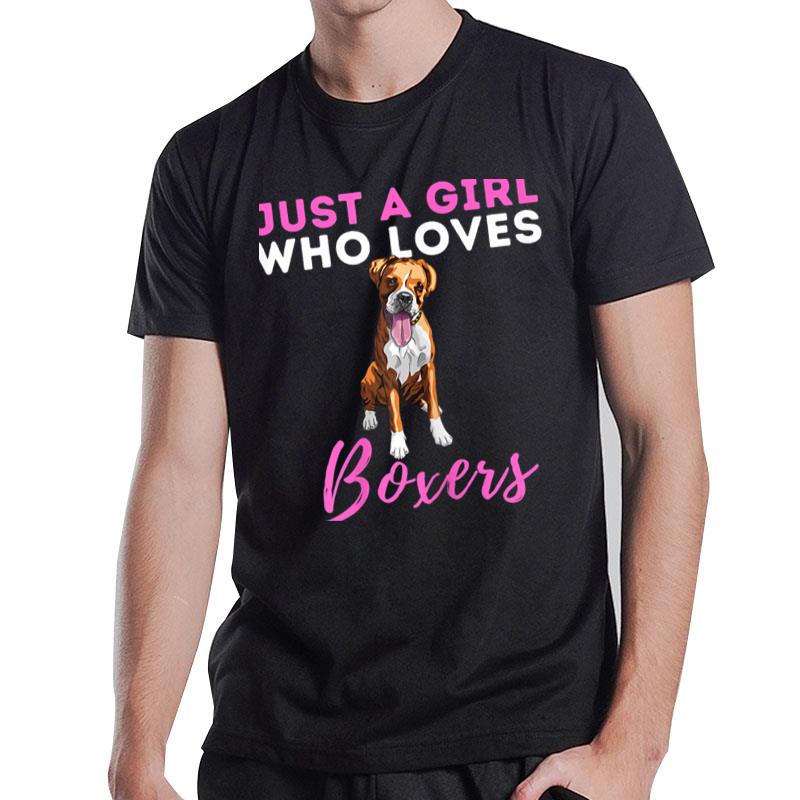 Just A Girl Who Loves Boxers - Cute German Boxer Dog Owner T-Shirt