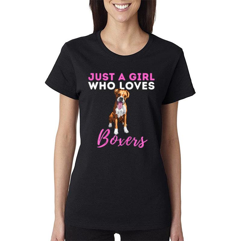 Just A Girl Who Loves Boxers - Cute German Boxer Dog Owner Women T-Shirt