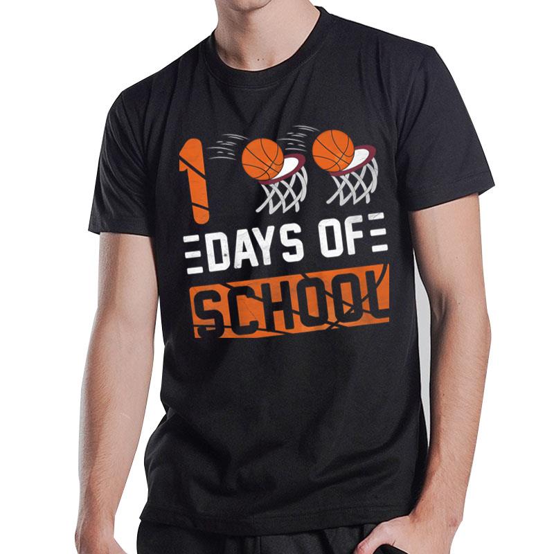 Kids 100 Days Of School Kids Girls Toddler Boys Basketball T-Shirt