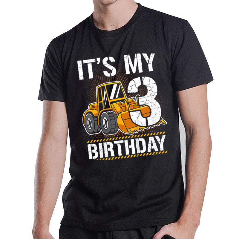 Kids 3 Years Old Construction Vehicle 3Rd Birthday Boy Builder T-Shirt