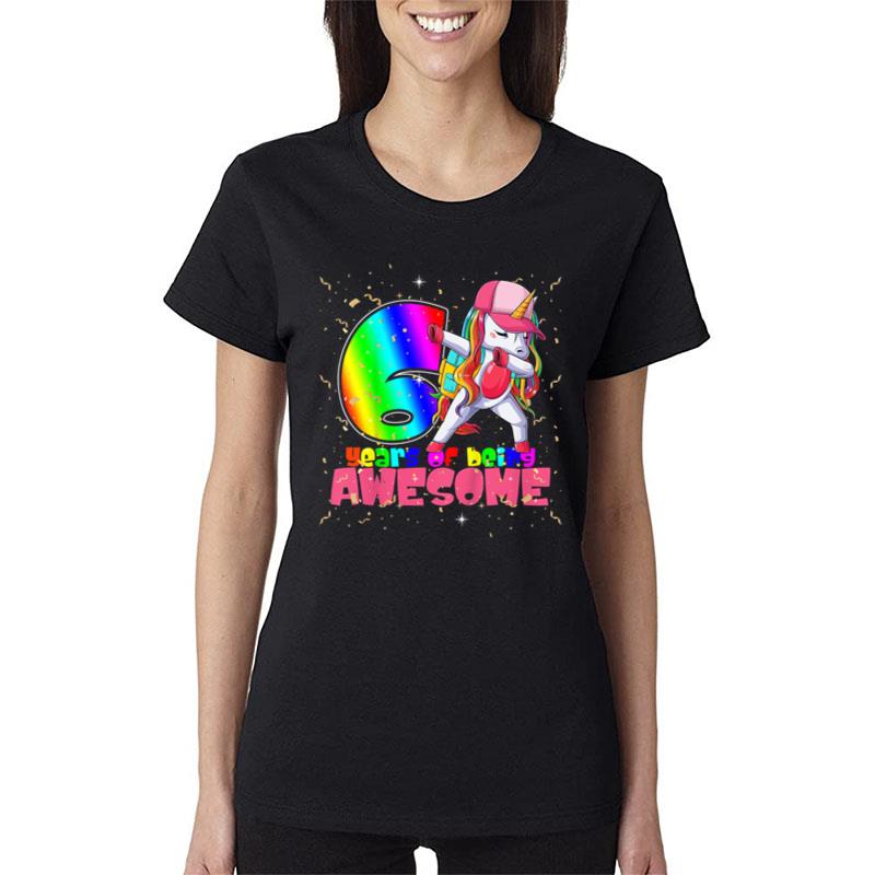 Kids 6 Years Old Unicorn Dabbing 6Th Birthday Girl Unicorn Party Women T-Shirt