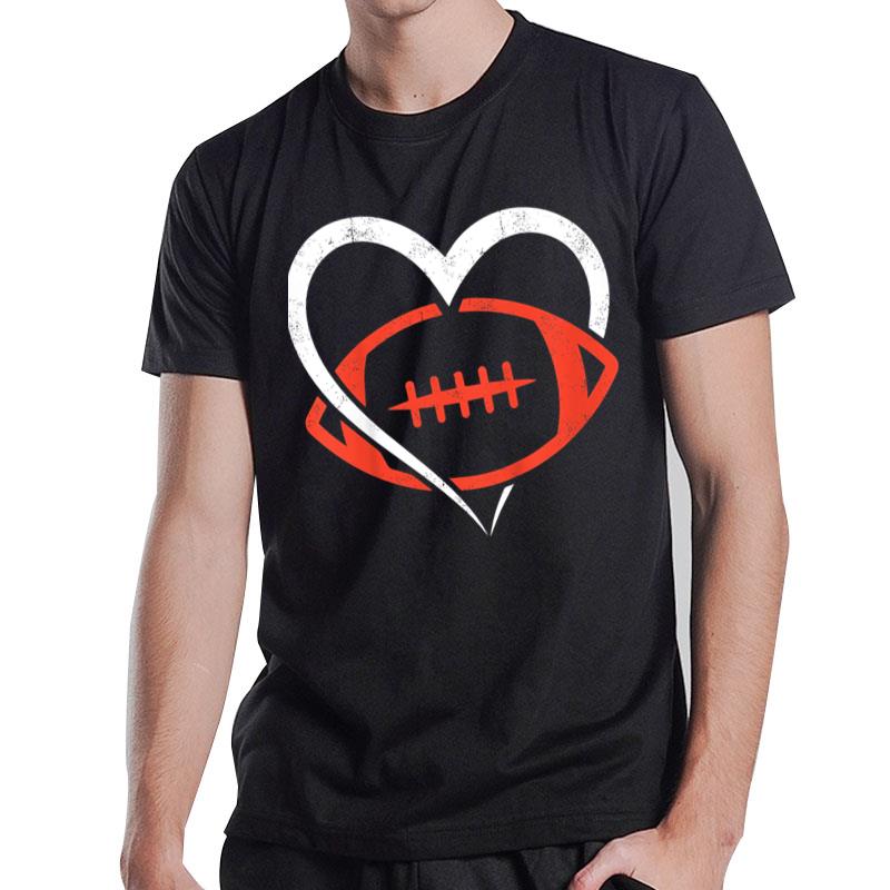 Kids Football Heart Valentines Day Cute Sports Lover Players T-Shirt