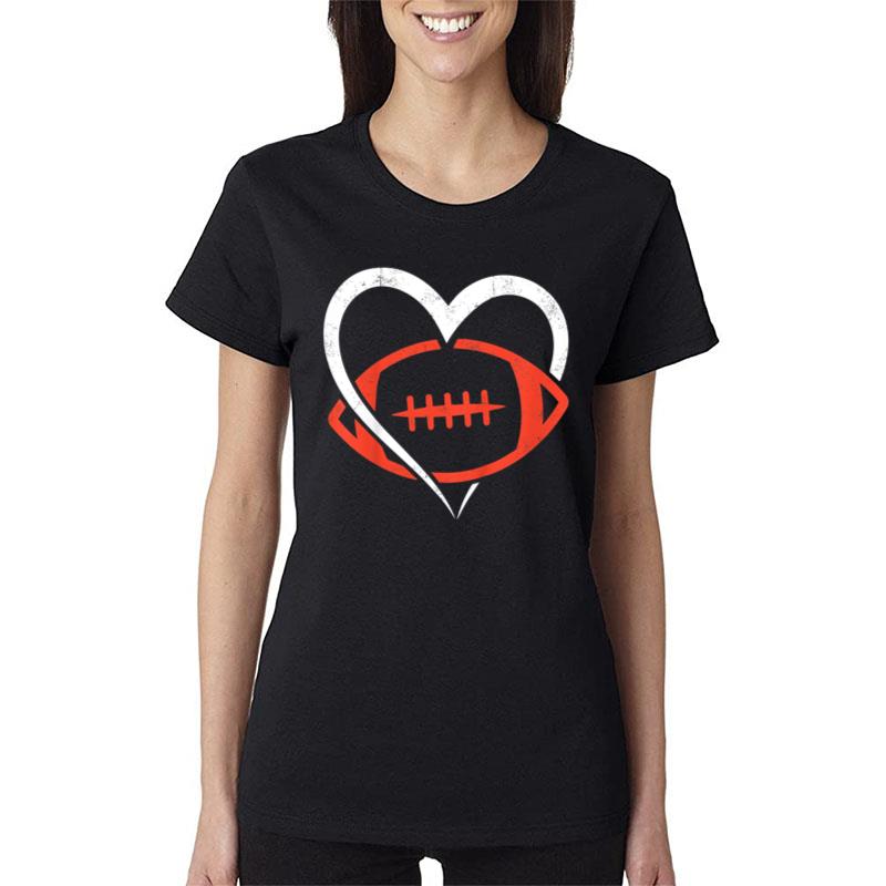 Kids Football Heart Valentines Day Cute Sports Lover Players Women T-Shirt