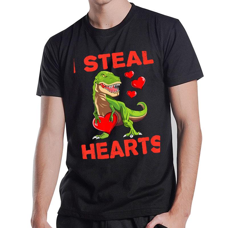 Kids I Steal Hearts Trex Dino Baby Boy Valentines Day Toddler T-Shirt