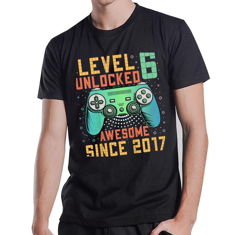 Kids Level 6 Unlocked 6Th Birthday 6 Year Old Boy Gamer 6 Yr Bday T-Shirt